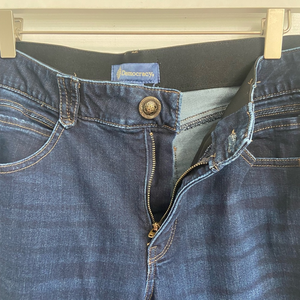 Democracy Women’s Jeans “Ab” Solution Size 12 Dark Wash Blue Tapered Leg Stretch - Picture 6 of 8